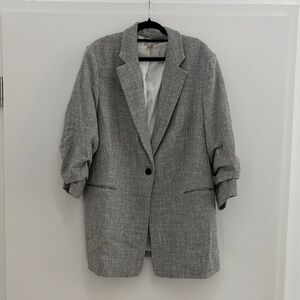 H&M Gray Women's Oversized Blazer Jacket - Single Button